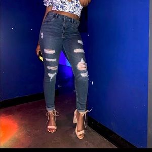 Distressed Blue Jeans